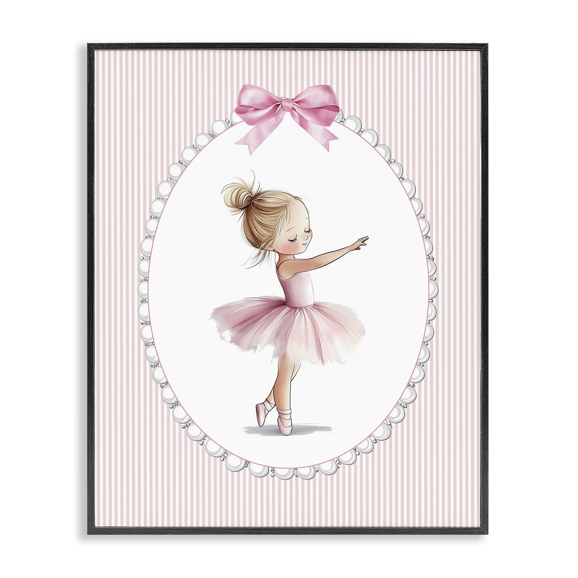 Stupell Industries 'Blush Pink Ballerina', Framed Giclee Art, Black, 11 x 14 Inches, Easy to Hang and Sturdy, Made in USA, by Christine Simpson Art