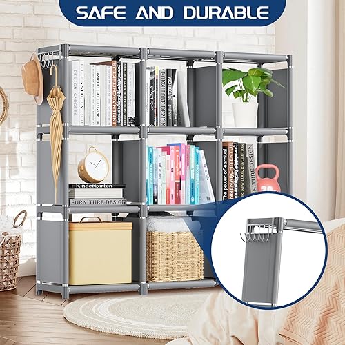 Miniatura 6 de Mavivegue Estantes de almacenamiento Gabinete de almacenamiento Cubo Organizador de ropa Organizador de ropa 6-Grid Gris