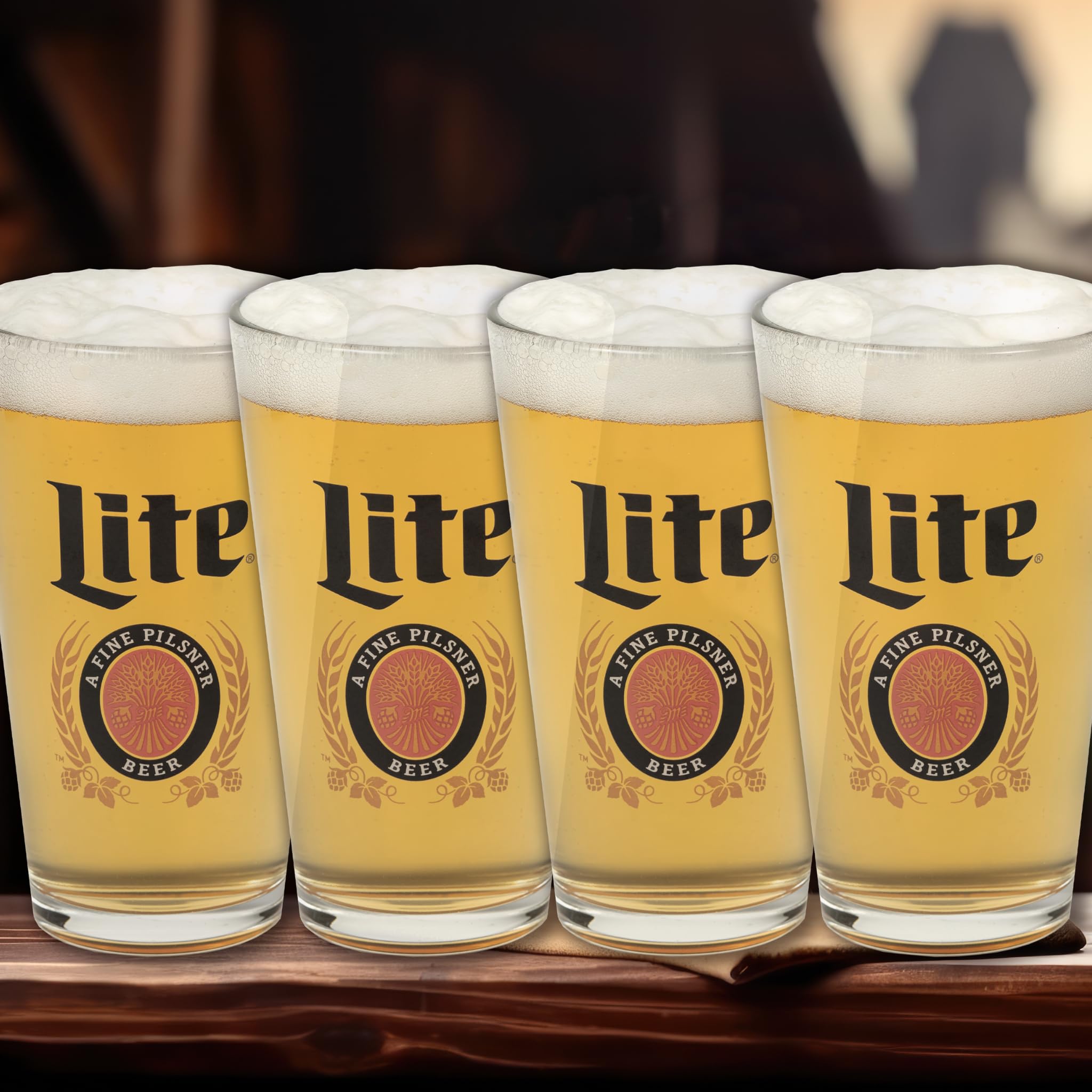 Amazon.com | LORD'S ROCKS Miller Lite Beer Glasses 16oz Pint Glass