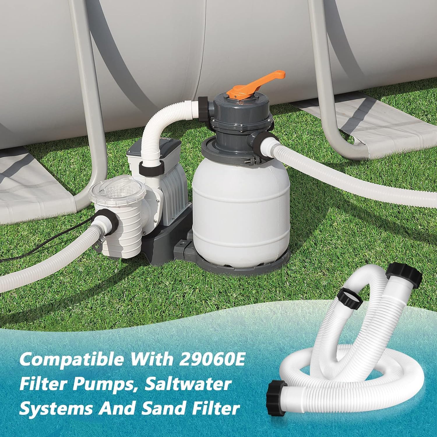 Tubo per pompa per piscina, 3,8 x 149,9 cm, per filtri Intex e fuori terra