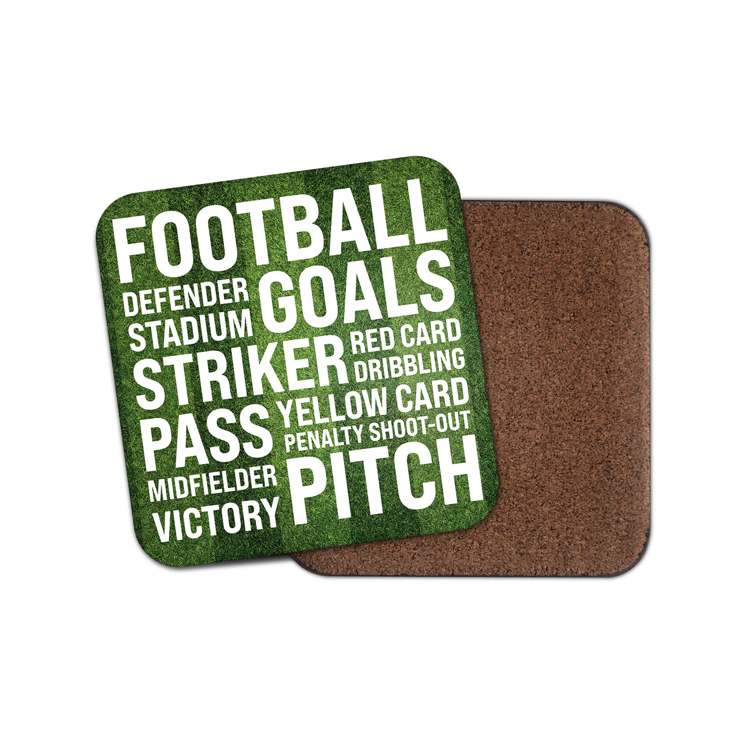 Dv Design Boys Multicolor Square Single Coaster - Football Fans Words Thoughts Sport Kids Men Mancave Gift #77284