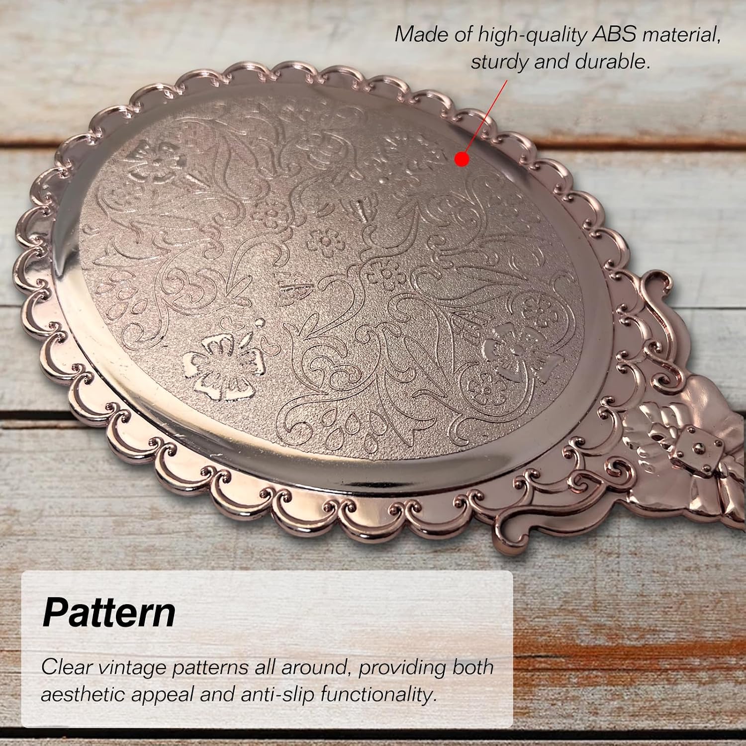 Hand Mirror Vintage Handheld Mirror with Handle Vanity Makeup Mirror Travel Mirrors Rose Gold, Oval