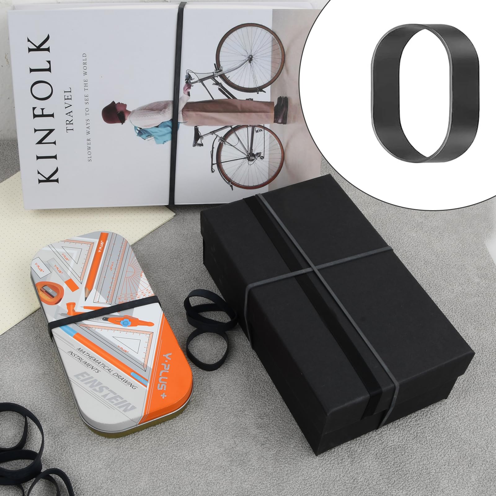 Elastici Di Gomma Neri 80 Pezzi - 4 Misure Diverse Per Ufficio E Casa - Foto 2