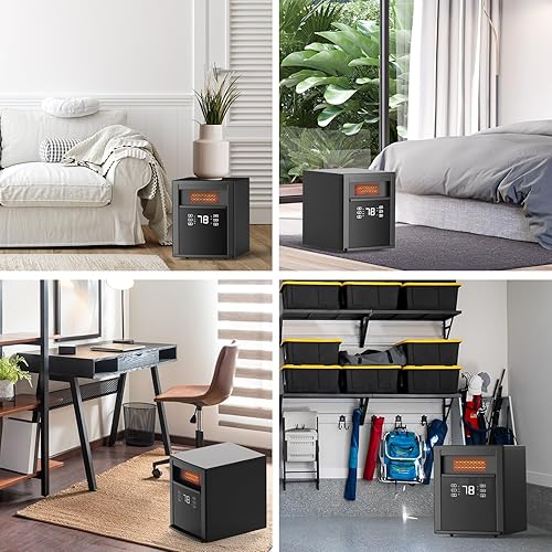 Miniatura 6 de Shinic Calentadores de espacio portátiles para uso en interiores, eficiencia energética, calentador de espacio infrarrojo de 1500 W, control remoto,