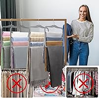 Vista 6 de Organizadores y almacenamiento de armario, perchas mágicas para pantalones que ahorran espacio, perchas para faldas de 4 niveles, perchas para jeans