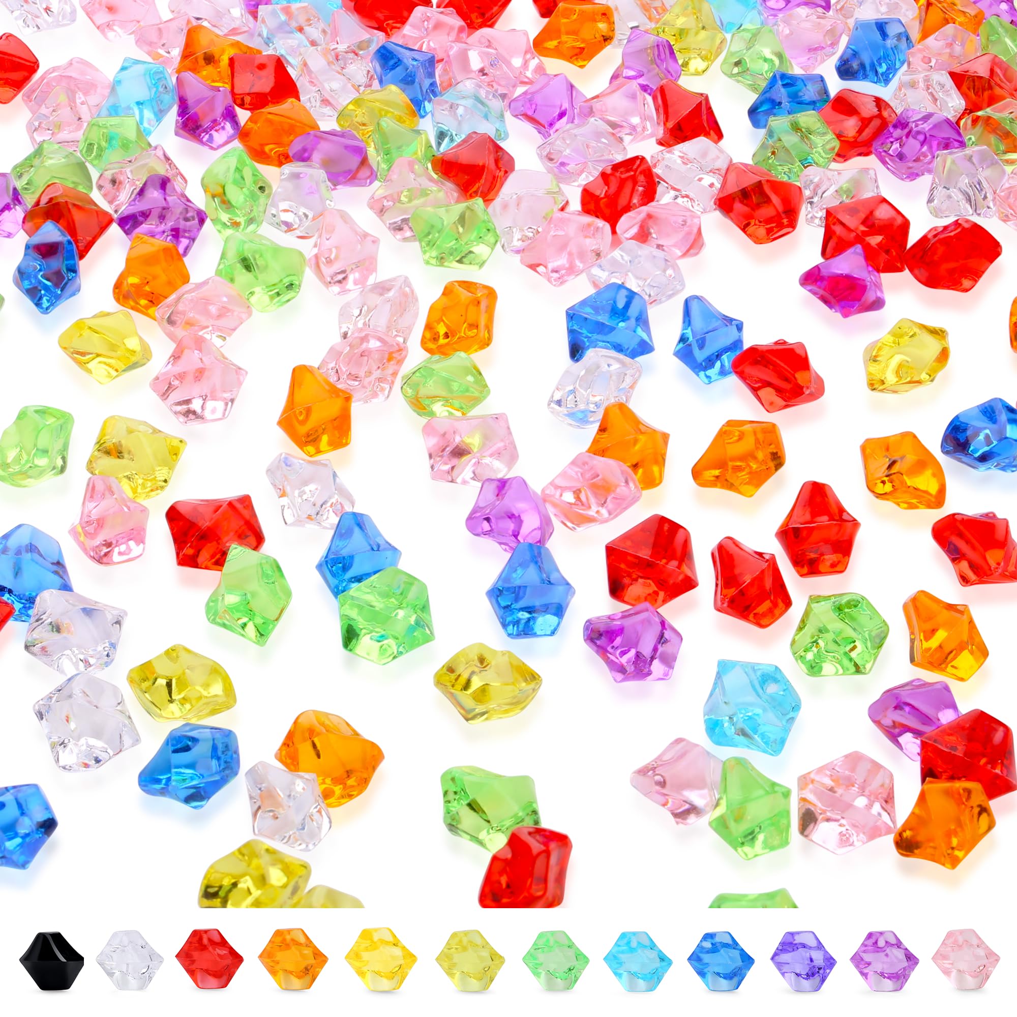 MAIBAOTA 500 PCS Colored Gemstones Diamonds Acrylic Gems Vase Fillers Fake Plastic Crushed Ice Rocks Cubes For Pirate Jewels Treasure Fish Tank Decorations Wedding Party Table Decor And DIY
