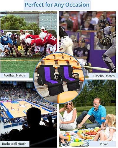 Miniatura 7 de AOOXIMI Asientos de estadio para gradas con soporte de espalda, asientos de gradas con respaldo y cojín ancho, sillas de estadio con portavasos,