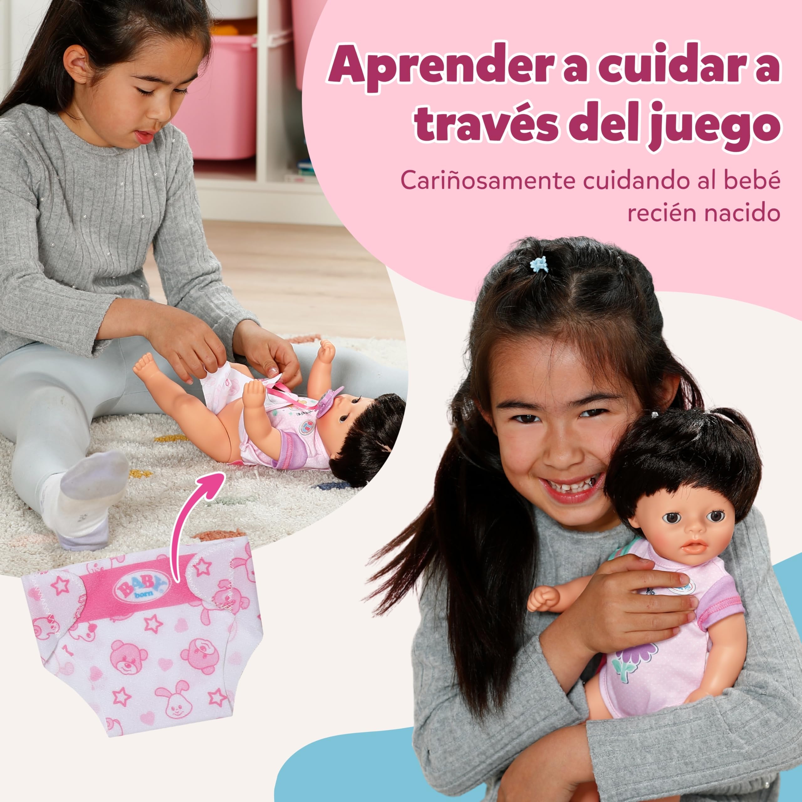 BABY Born Amy – Muñeca de 36 cm – Muñeca bebé con 7 Funciones para niños pequeños a Partir de 1 año – Funciona sin Pilas – Incluye Accesorios y Pelele