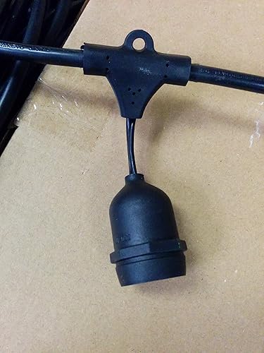 Miniatura 5 de Tira de luces para exteriores de 50 pies con 25 enchufes colgantes, 28 bombillas (3 de repuesto), base E26, bombillas de 11 W, luces de patio