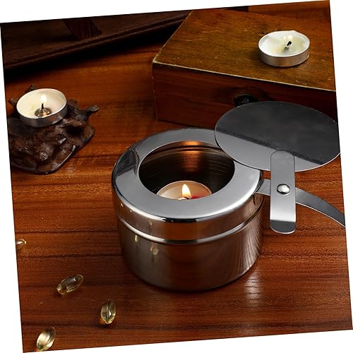 Miniatura 4 de Soporte de combustible para rozaduras de acero inoxidable con tapa, caja de combustible de calor enlatada, bandejas de calentamiento para bufés,