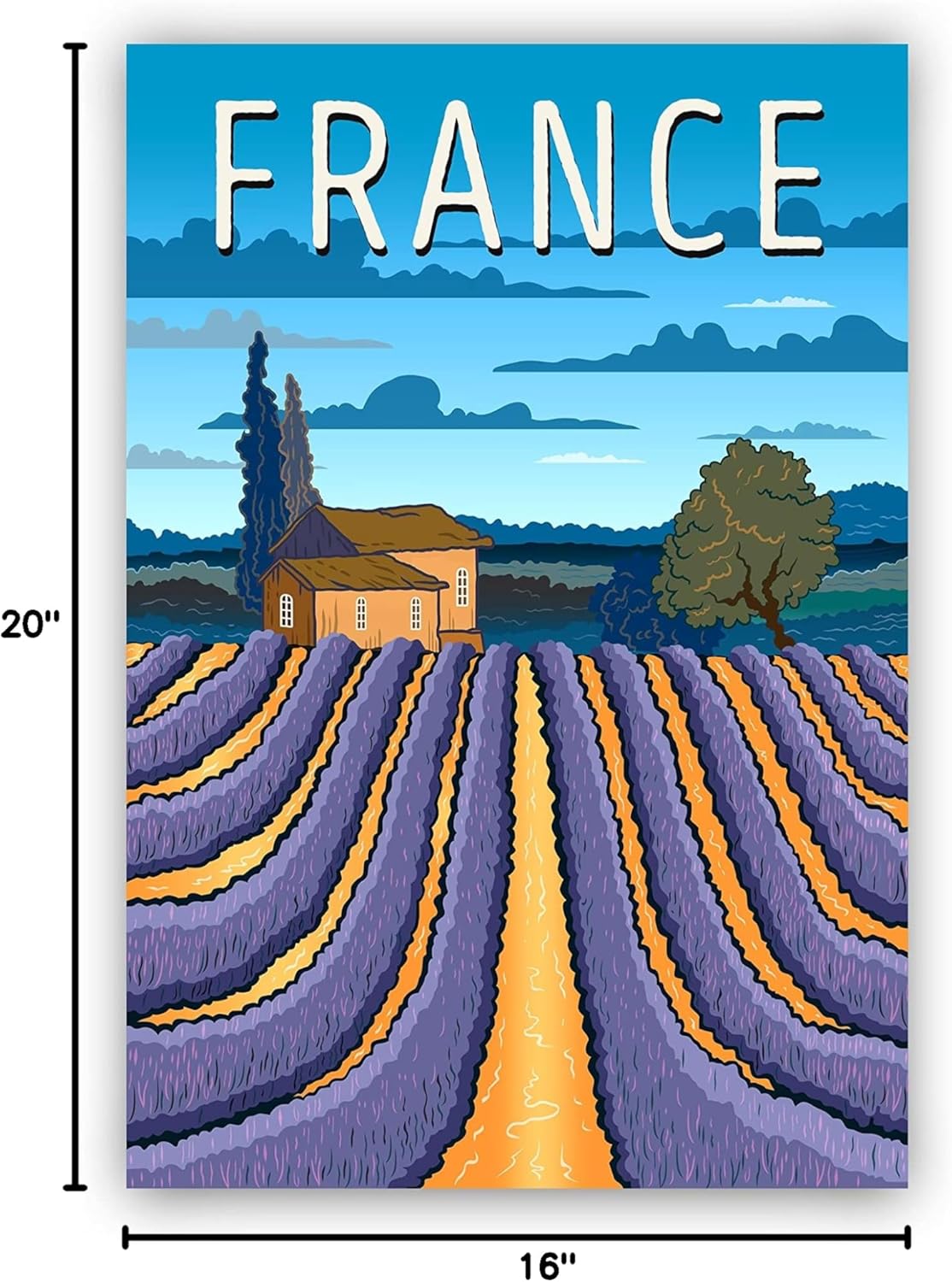 France Lavender Garden Poster,Travel Poster, France Cityscape and Landmark Poster Wall Art, Home Wall Art, Office Wall Decor, Posters, France Poster - 16x20