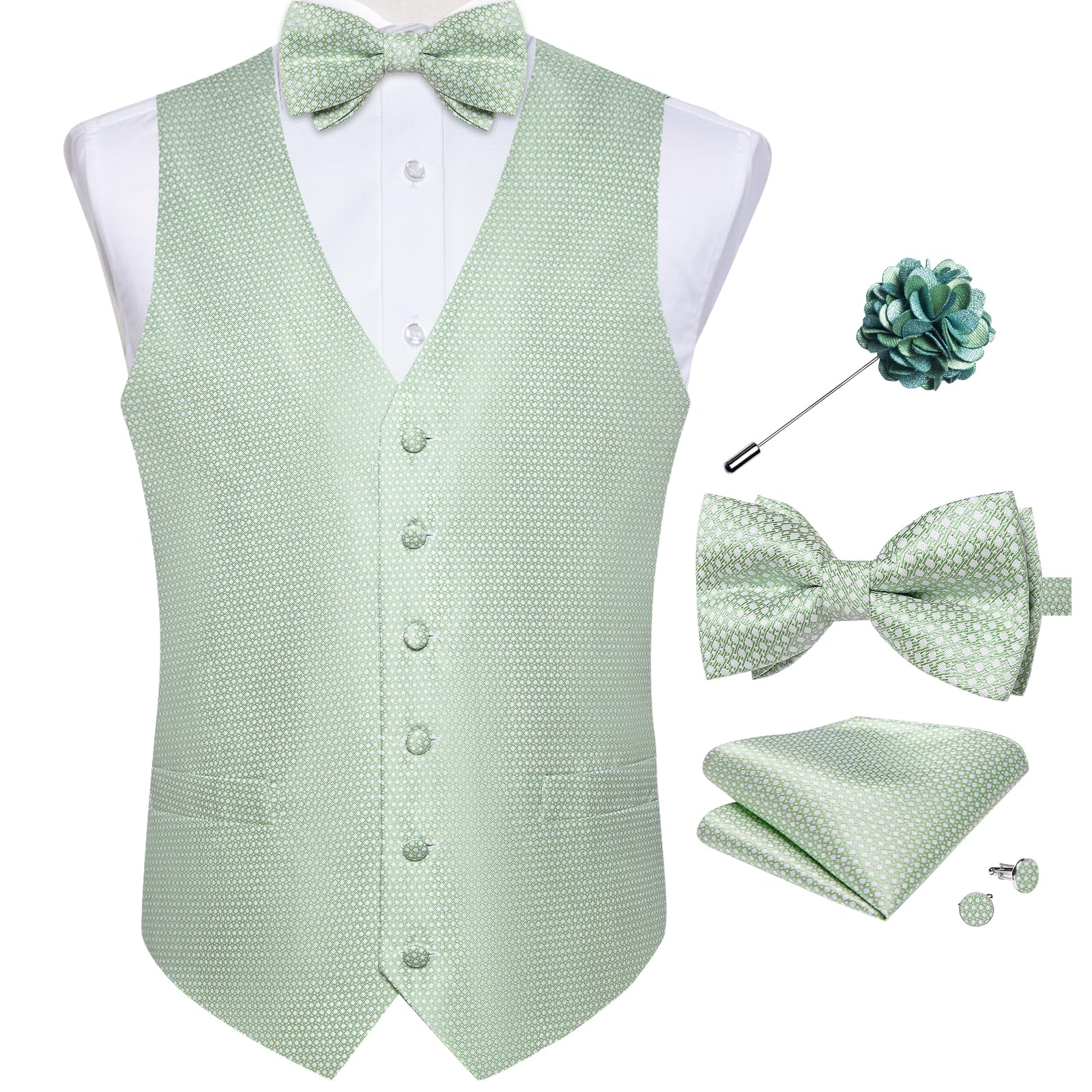 DiBanGu Mens Paisley Suit Vest Bowtie Formal/Casual Dress Waistcoat