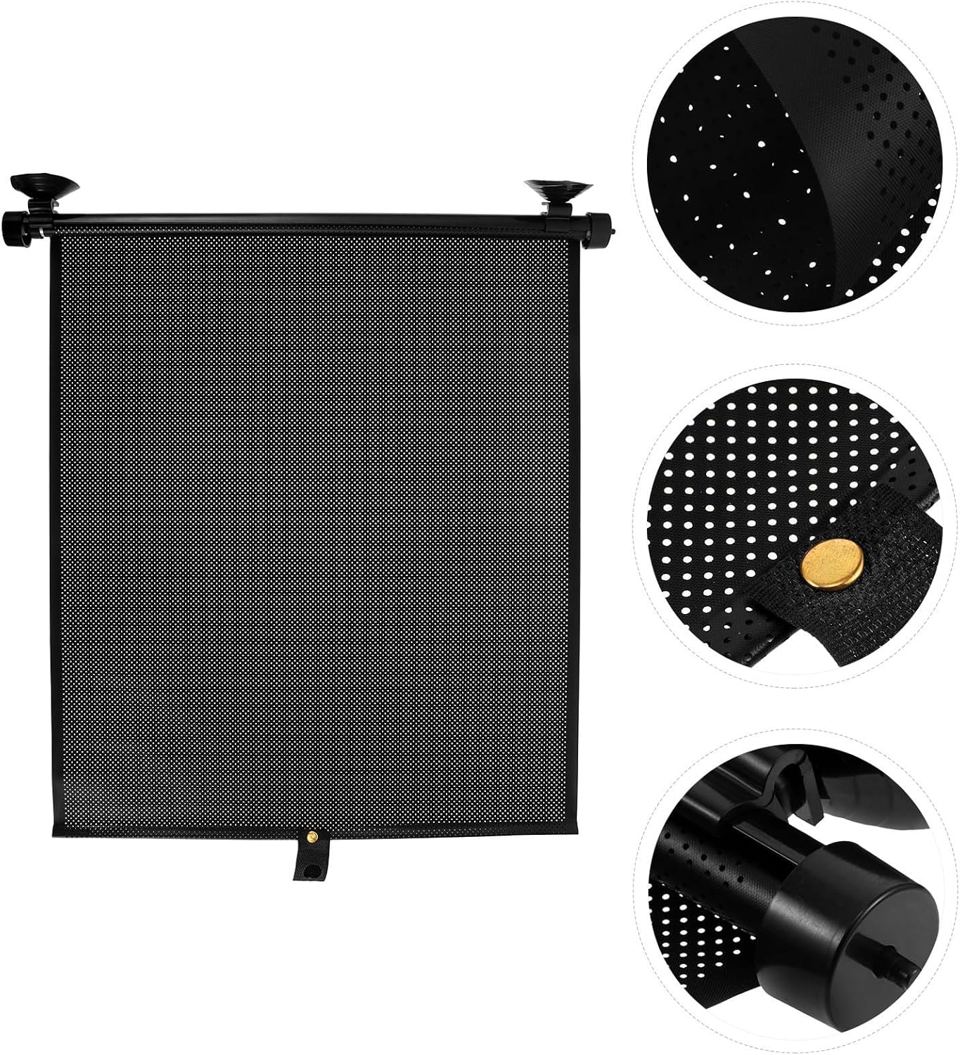 Blackout Window Roller Shade No-Drill Installation with Suction Cups Sun Blocking Blind PVC Dot Mesh Structure Portable Window Shade 20x18 Inch for Kitchen and Glass Doors