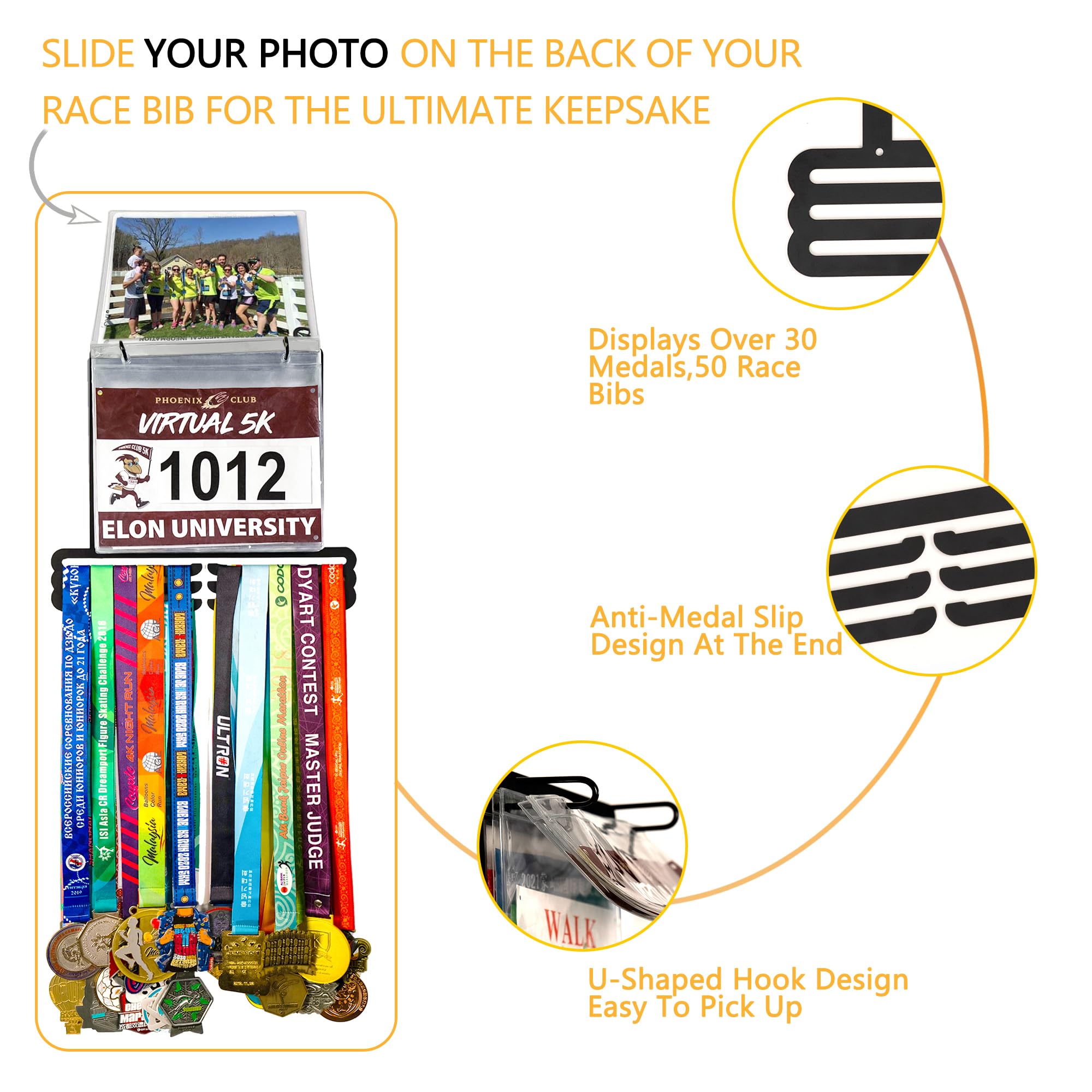 Goutoports Medal Hanger Display For Runner- Race Bib Holder - View #11