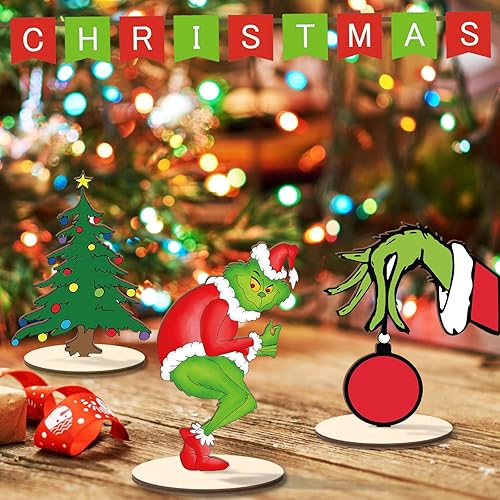 Miniatura 4 de 7 piezas de decoración de mesa de Navidad, letreros de madera para centro de mesa de Navidad, letrero de mesa de feliz Navidad, decoración de mesa