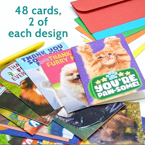 Miniatura 2 de T MARIE 48 divertidas tarjetas de agradecimiento con sobres coloridos y calcomanías doradas, juego en caja de 4 x 6 pulgadas para tarjetas de