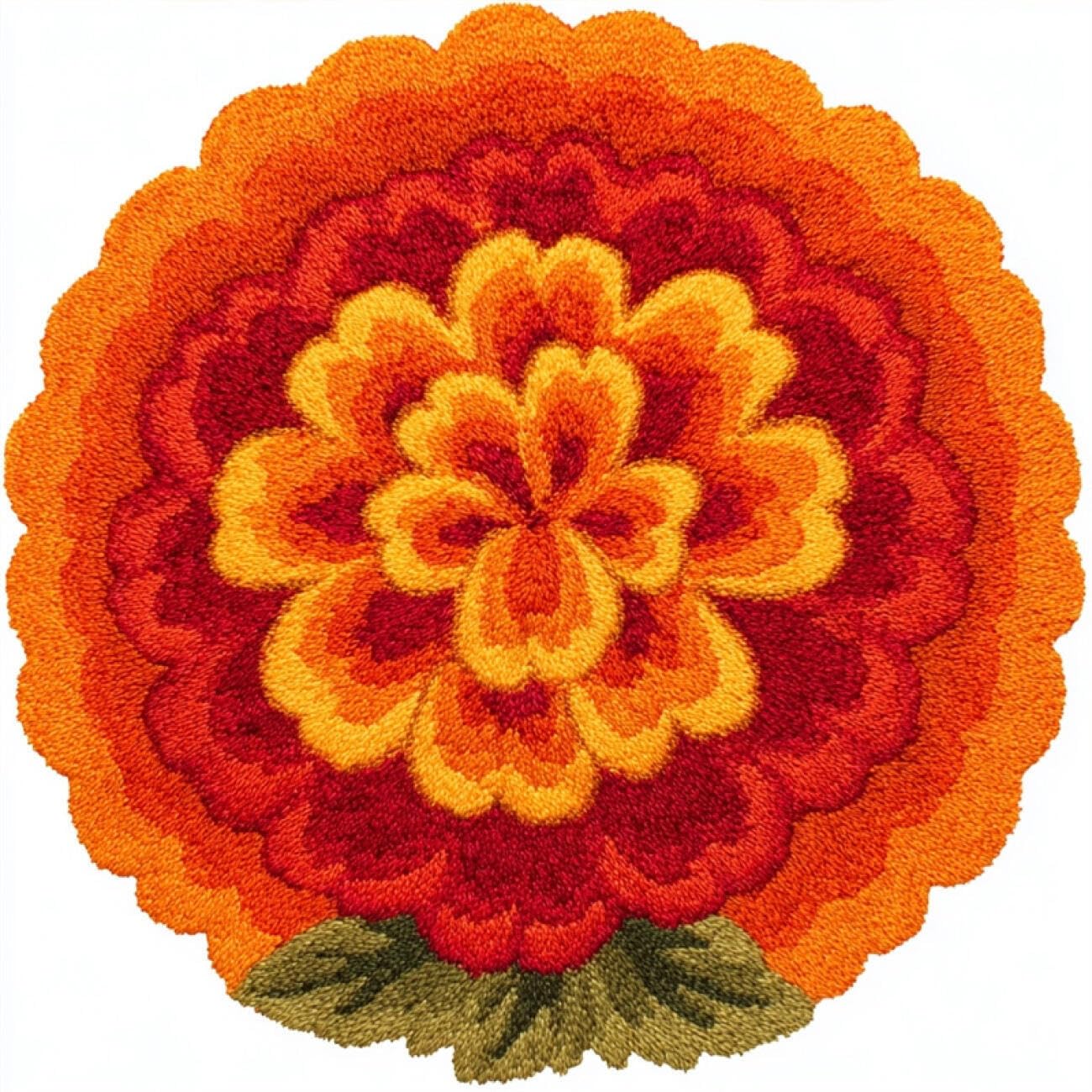 Kitquiver R Kitquive Latch Hook Kit Ug Orange Flowers 60X60cm