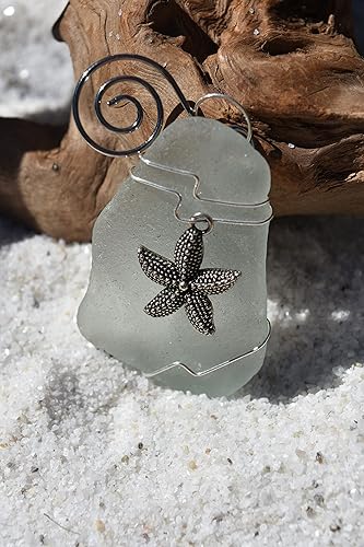 Miniatura 7 de Adorno de cristal marino envuelto en alambre de mano (estrella de mar)