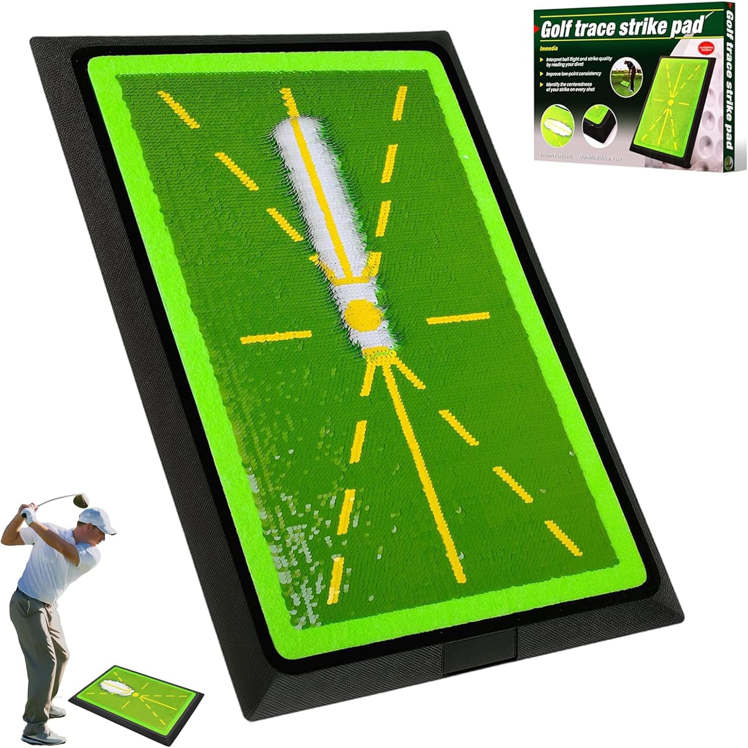 Golf Hitting Mat, Urgrade Golf Training Mat, Golf Practice Mat for Swing Path Feedback/Analyzing, Precision Pro Swing Mat, Accessories Gifts, 17"x12"