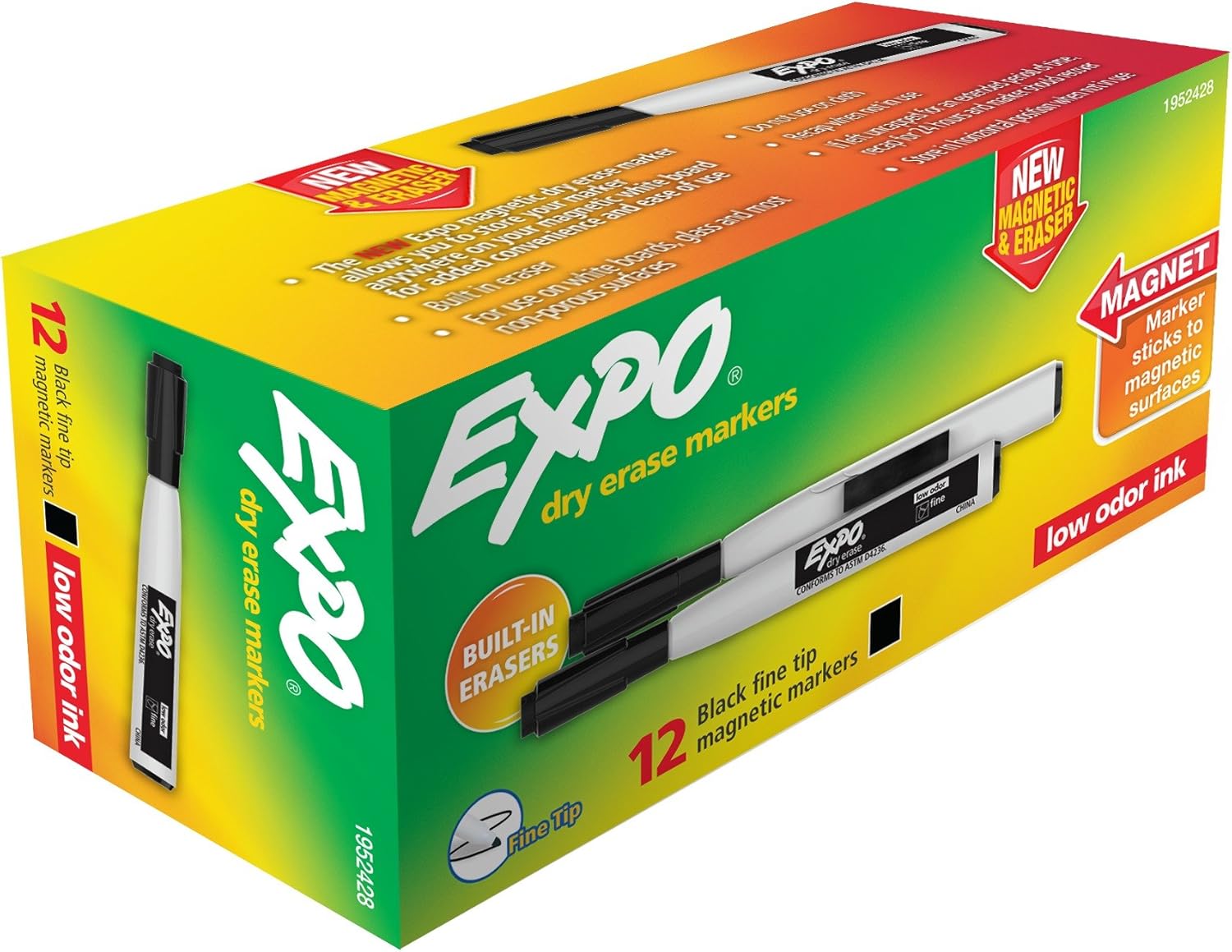 EXPO Dry Erase Marker with Eraser, Fine Tip