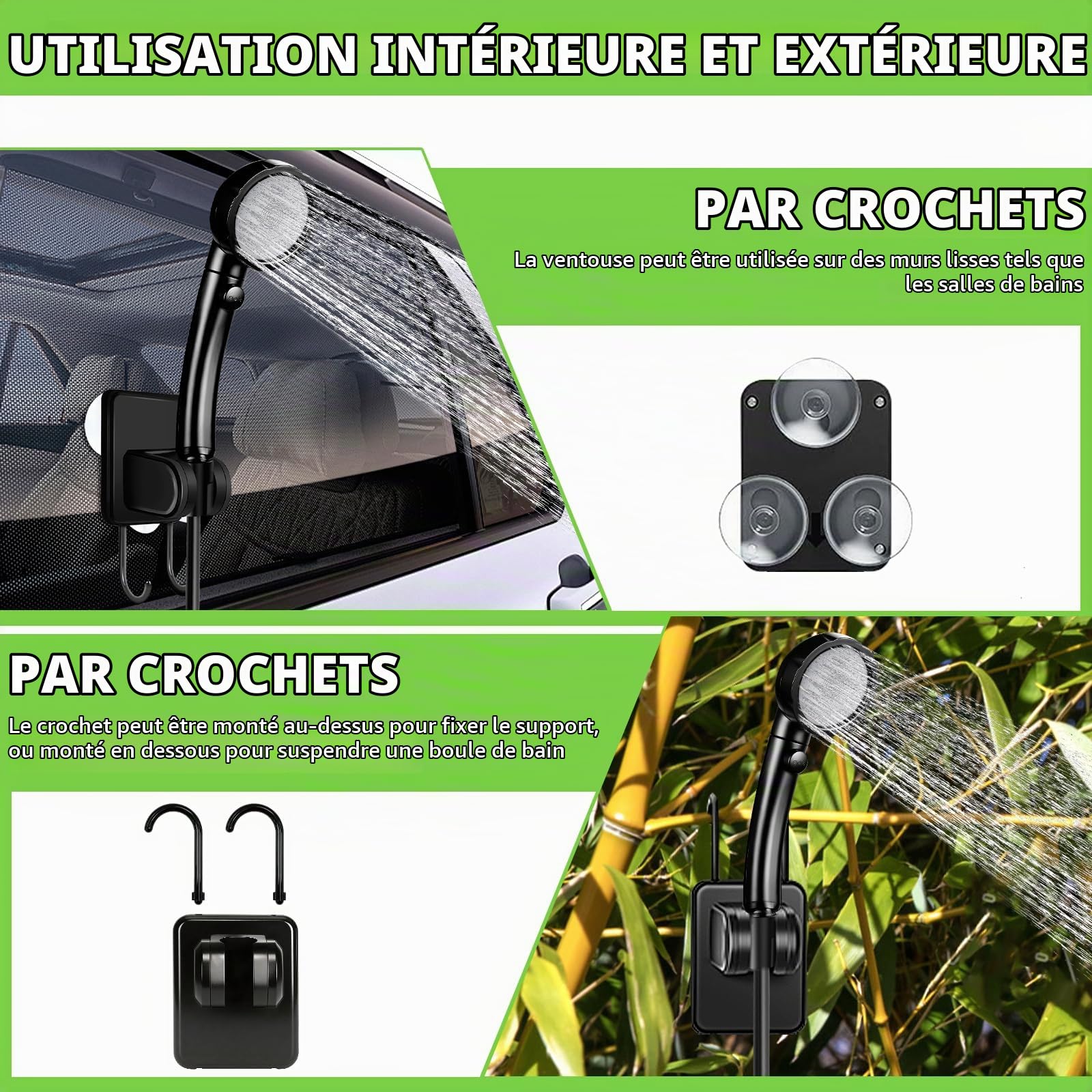 Douche Camping Portable,Douche de Camping avec Batterie Rechargeable6000mAh Pompe,Douche Extérieure avec Affichage numérique Intelligent de la température,Douche Portable pour Plage,Randonnée