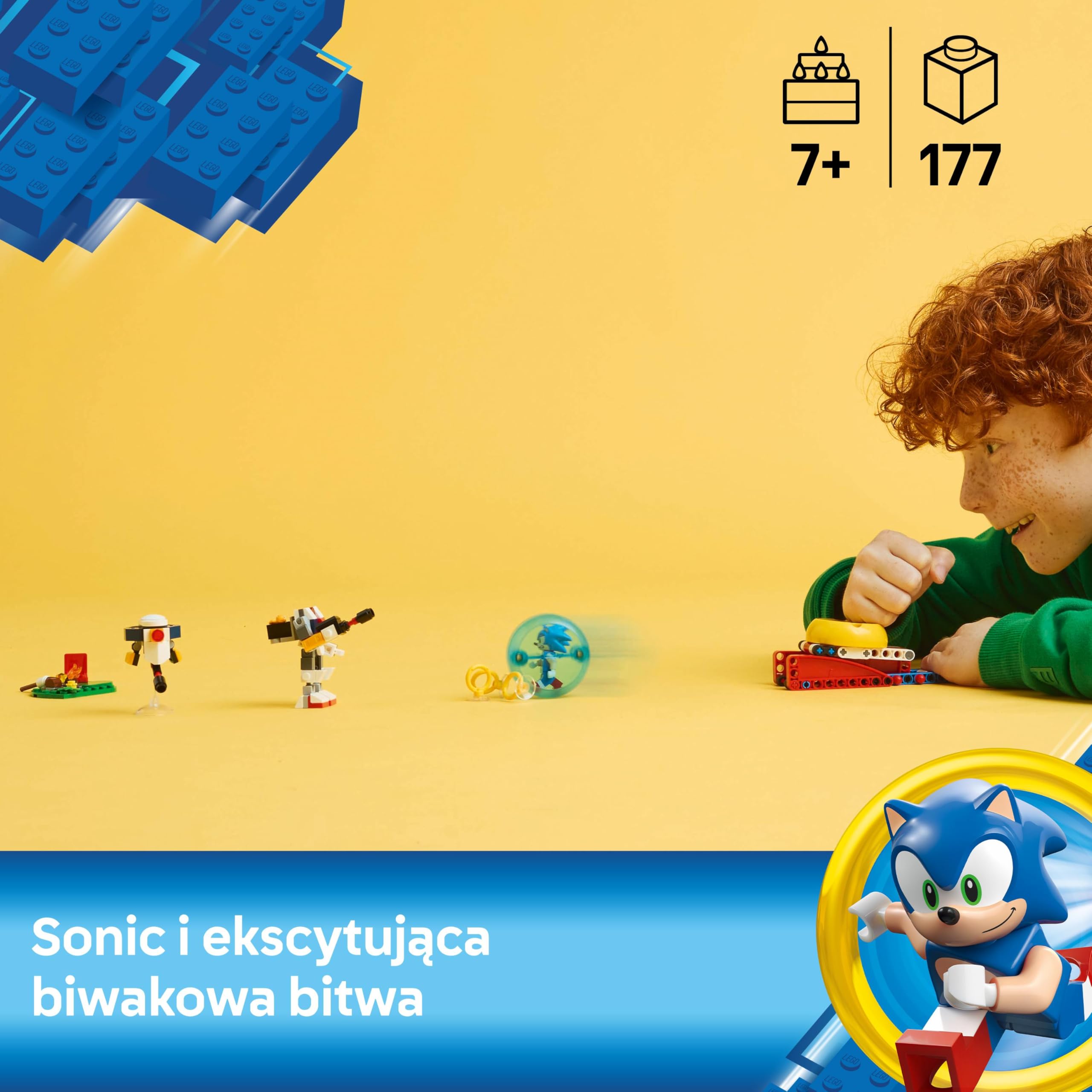 LEGO Sonic the Hedgehog Sonic i biwakowa bitwa 77001 | Scenka z gry, zabawka dla 7-latka, prezent dla fana Sonika, zestaw klocków konstrukcyjnych dla dzieci, 177 elementów