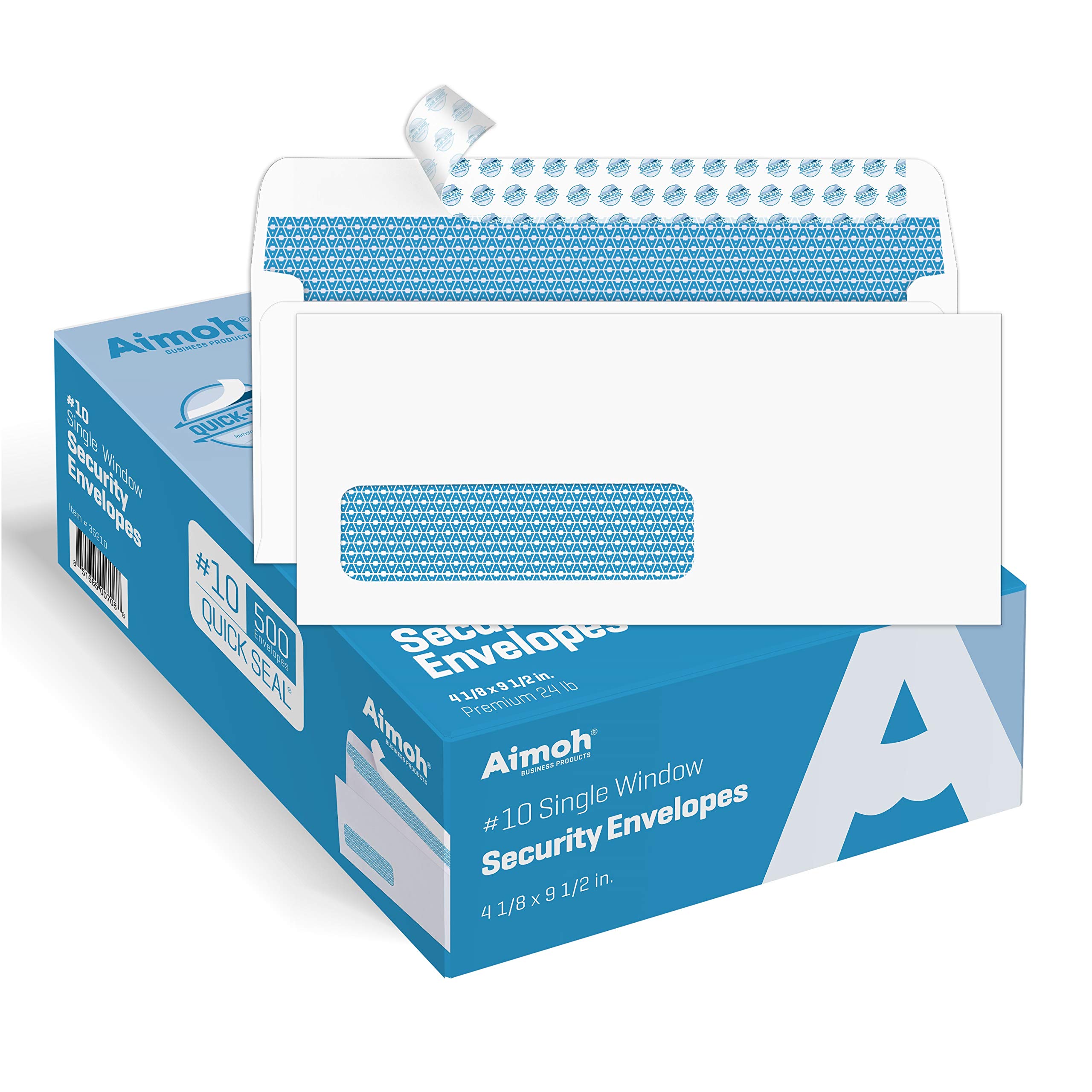 #10 Single Left Window Self-Seal Security Tinted Envelopes, Size 4-1/8 X 9-1/2 Inches, 24 LB - 1 Case - 5 Packs - 2500 Envelopes (35210-CS)