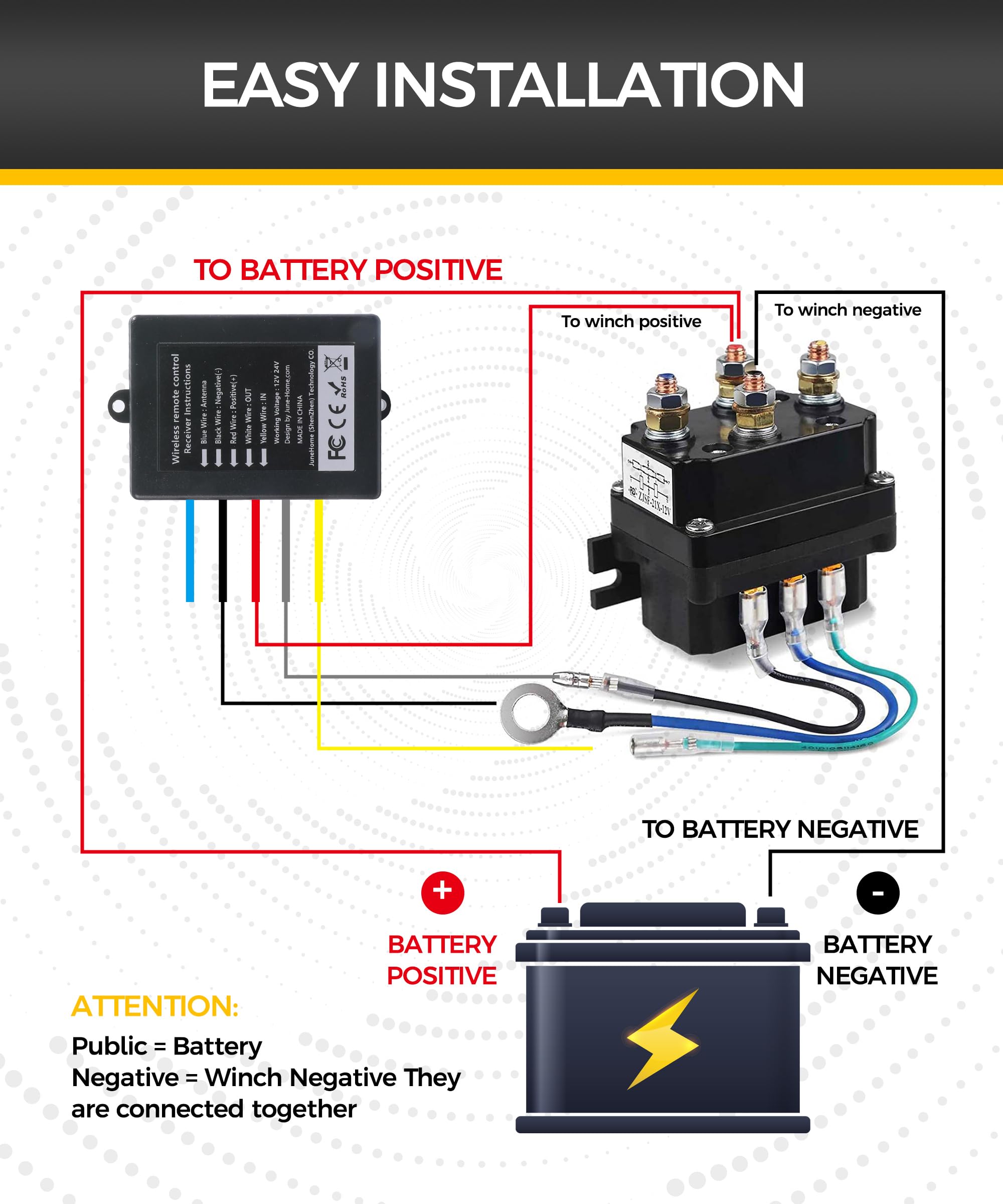 Flaconi Control Remoto del Remolque Volquete,Controlador de Cabrestante Inalámbrico,Mando Inalambrico para Cabrestante,Adecuado para Automóviles,Vehículos Todo Terreno,Jeeps,SUV