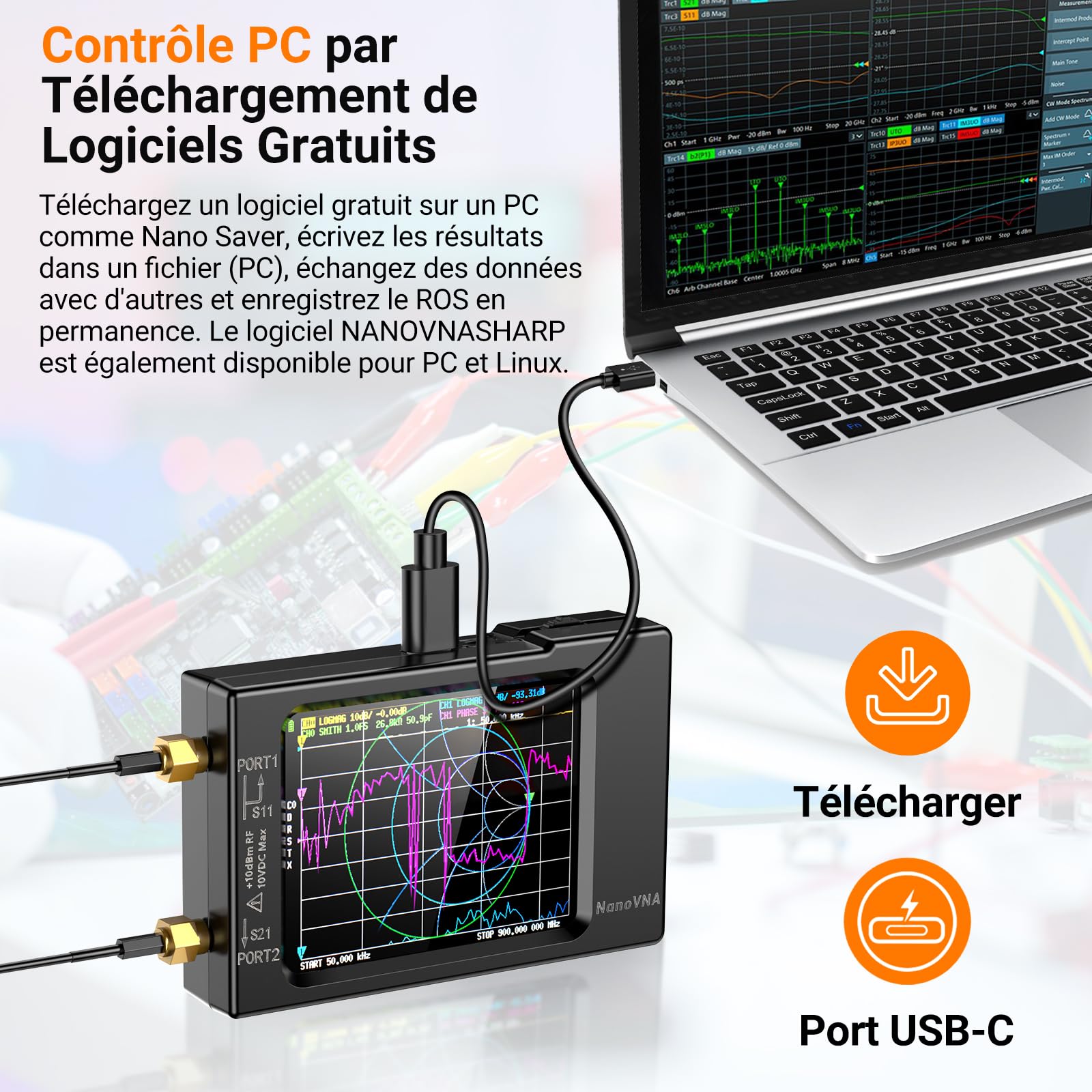 Elikliv NanoVNA-H Analyseur de Réseau Vectoriel, Analyseur d'antenne 10KHz-1,5GHz Dernière Version HW 3,6 HF VHF UHF pour Paramètres S, VSWR et Analyse de Crête, Phase, Retard et Diagramme Smith