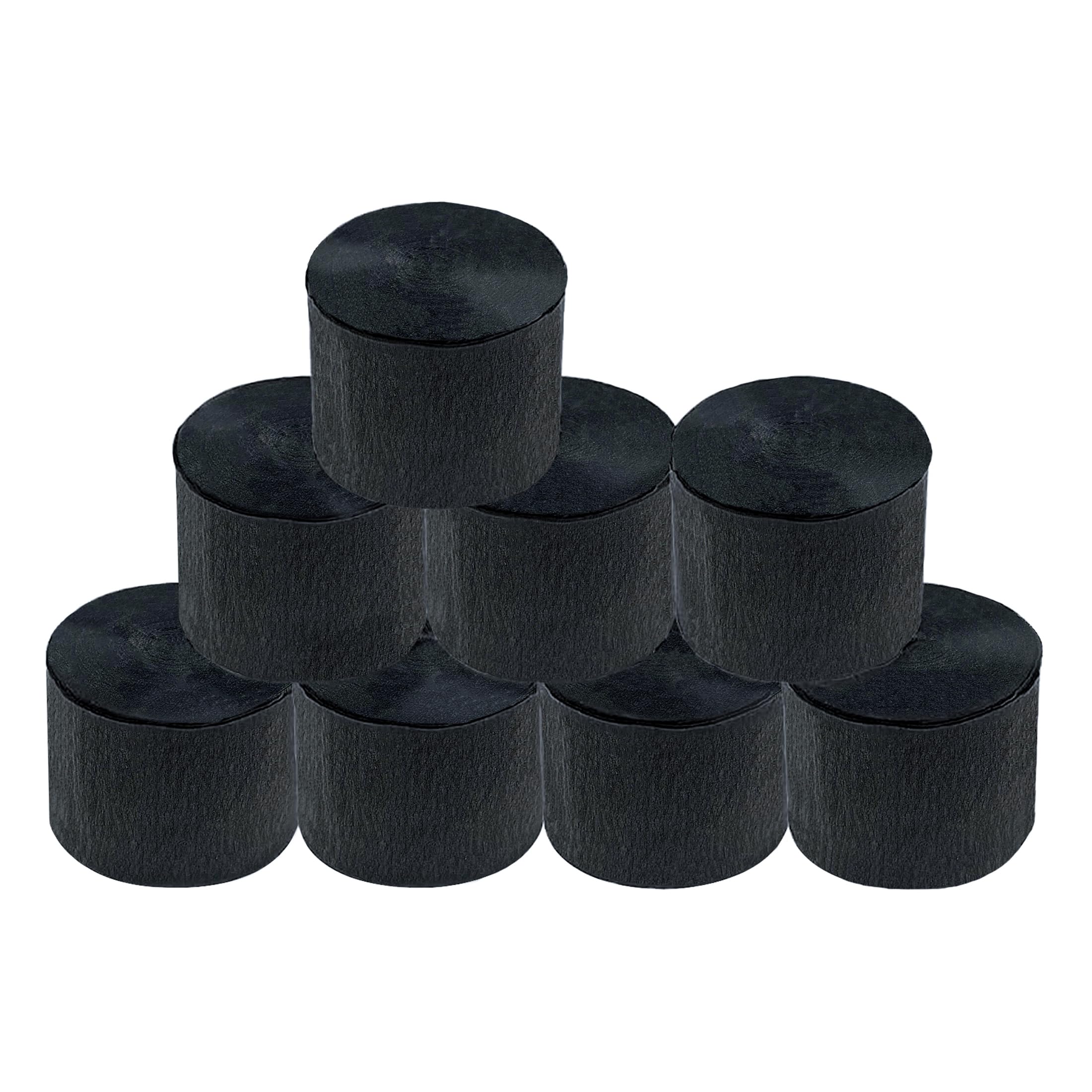 8 Rolls Black Crepe Paper Streamers, Wedding Birthday Baby Shower Halloween Party Decoration, Rainbow DIY Supplies, Graduation New Year Decor