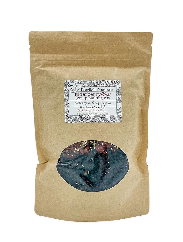 Noelle's Naturals Kit para preparo de xarope de sabugueiro com goji berry, equinácea, astrágalo e frutos de roseira — rendimento de 1,4 kg