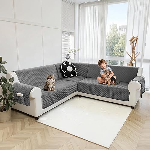 Fundas de sofá modulares para perros, 100% impermeables, en forma de L, de terciopelo, aptas para mascotas, lavable, antideslizante, en forma de L,