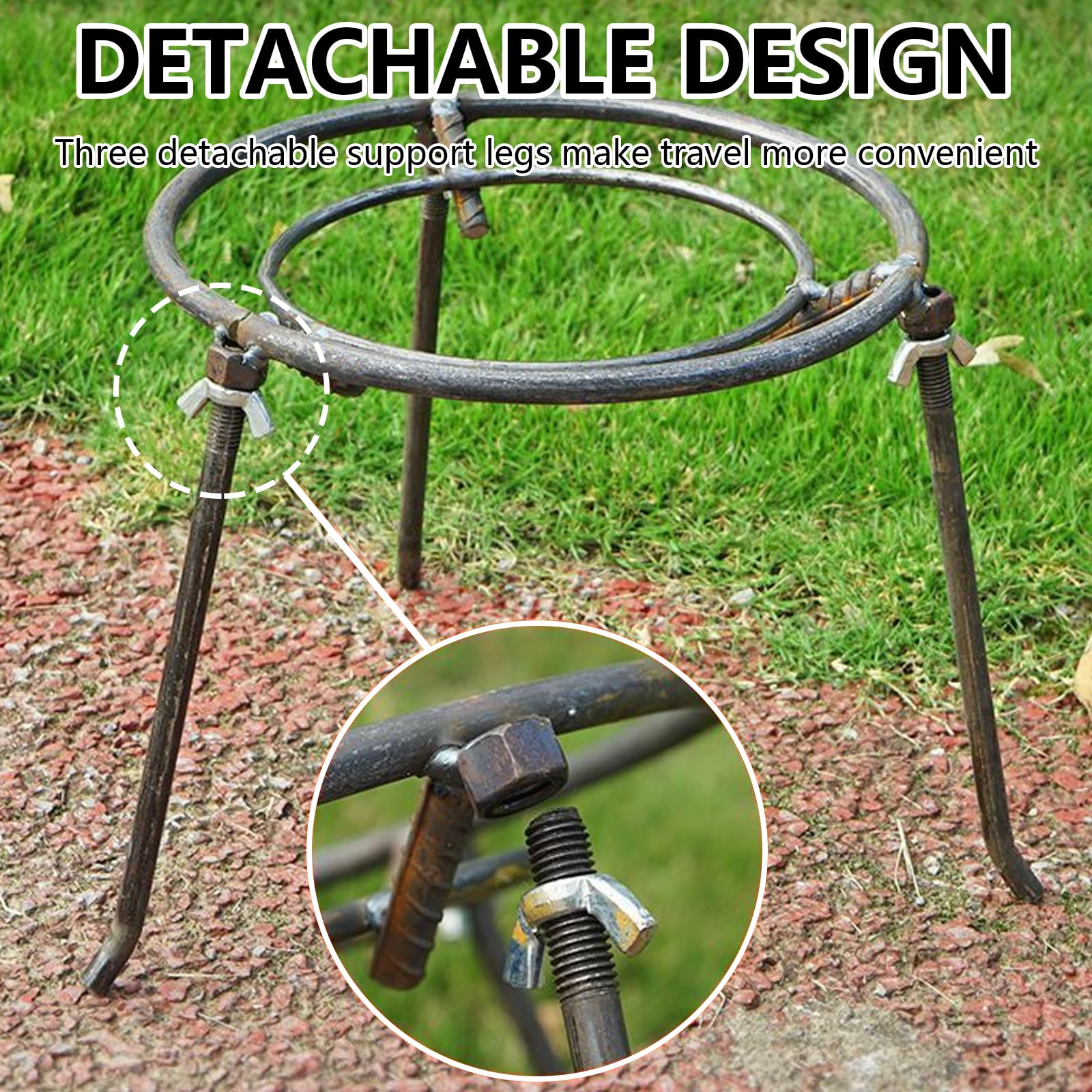 Treppiede per Braciere Supporto per Cucinare, Supporto per Pentola da Campeggio e falò, Treppiede per Pentola da Cucina Rimovibile, Accessori per Pentole per Barbecue in Giardino