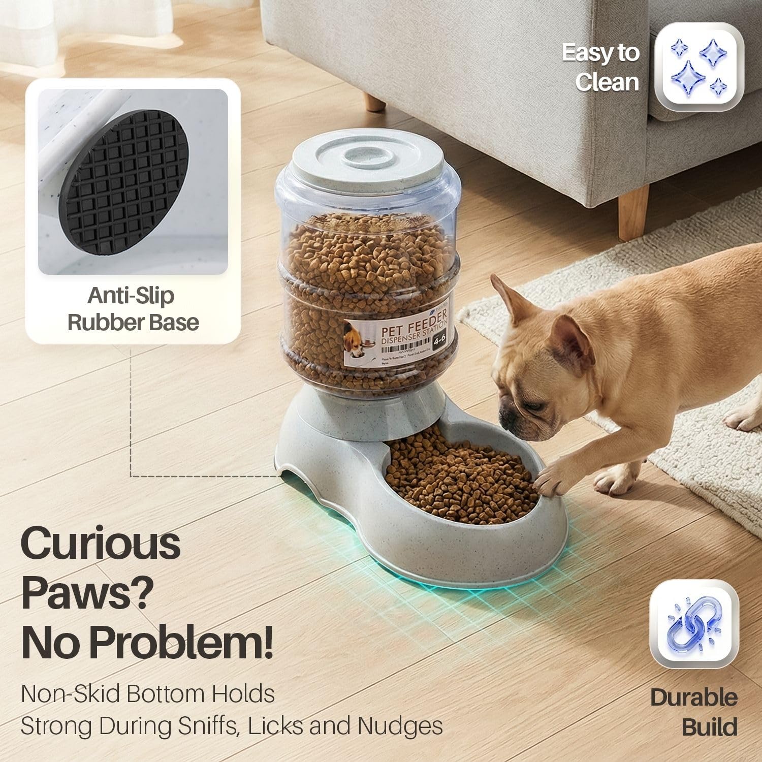 Flexzion Gravity Distributeur de Nourriture pour Animaux domestiques (Petit) pour Chiens et Chats - Distributeur Automatique de Nourriture sèche - Bol de Stockage de Nourriture sèche - Fournitures
