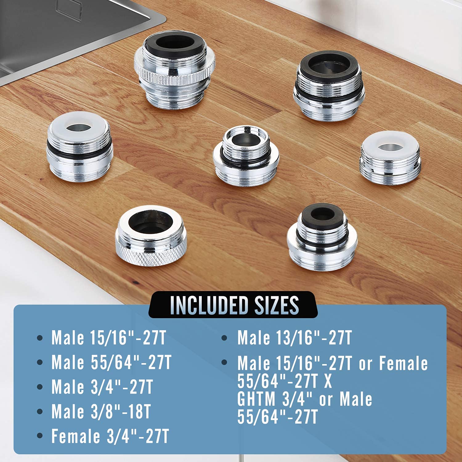 Faucet Adapter Kit Kitchen Sink Brass Aerator Adapter Solid Male/Female