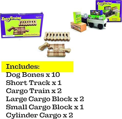 Miniatura 4 de Conector de hueso de perro de madera y paquete de carga peculiar - Serie 1 - Coches de tren de madera y piezas de conector compatibles con todos los