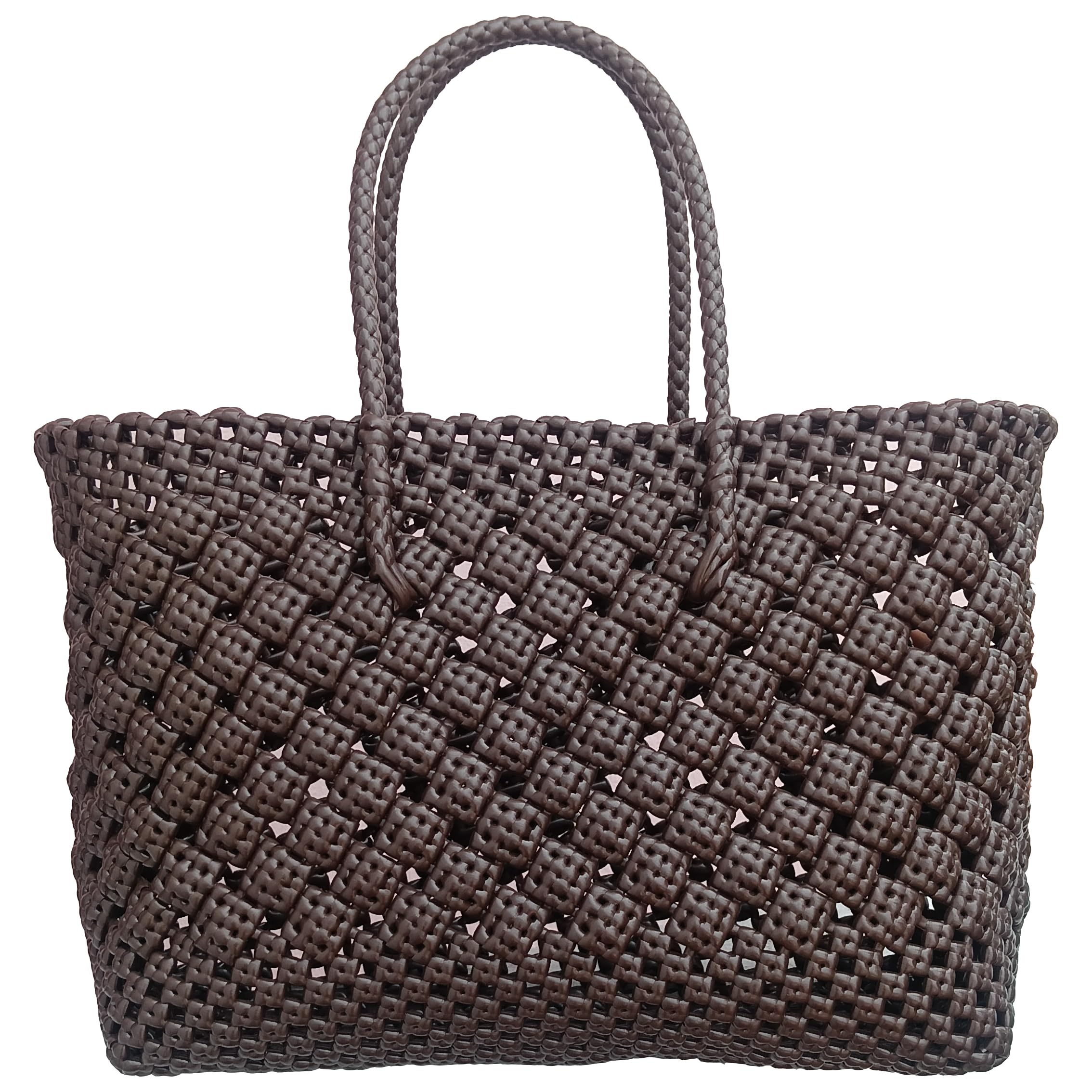 Plastic Wire Basket Handwoven Biscuit Knot Koodai | Large Capacity Storage & Shopping Basket | Double Handle | Multipurpose for Vegetables, Laundry & Home-image-18