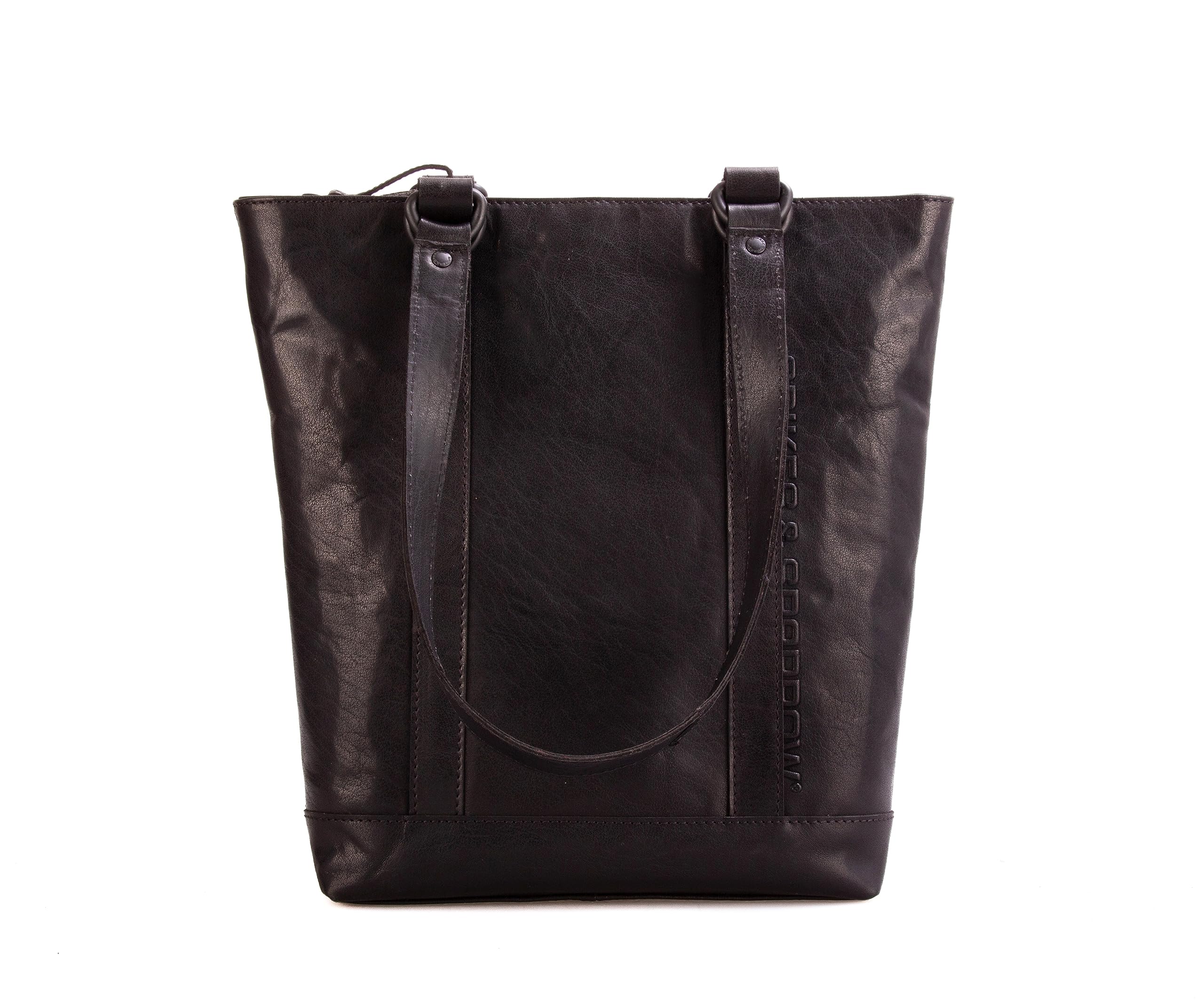 Spikes & Sparrow Laramie Leather Shopper, black, western