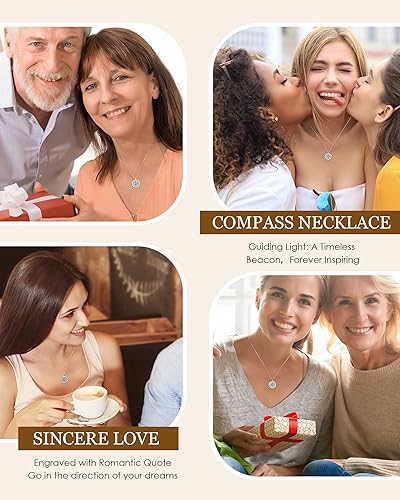 Miniatura 5 de LOUISA SECRET Regalos de Graduación para Ella 2025, Collar de Plata de Ley S925 con Brújula y Piedra Natal Colgante para Ella, Joyería de Cumpleaños