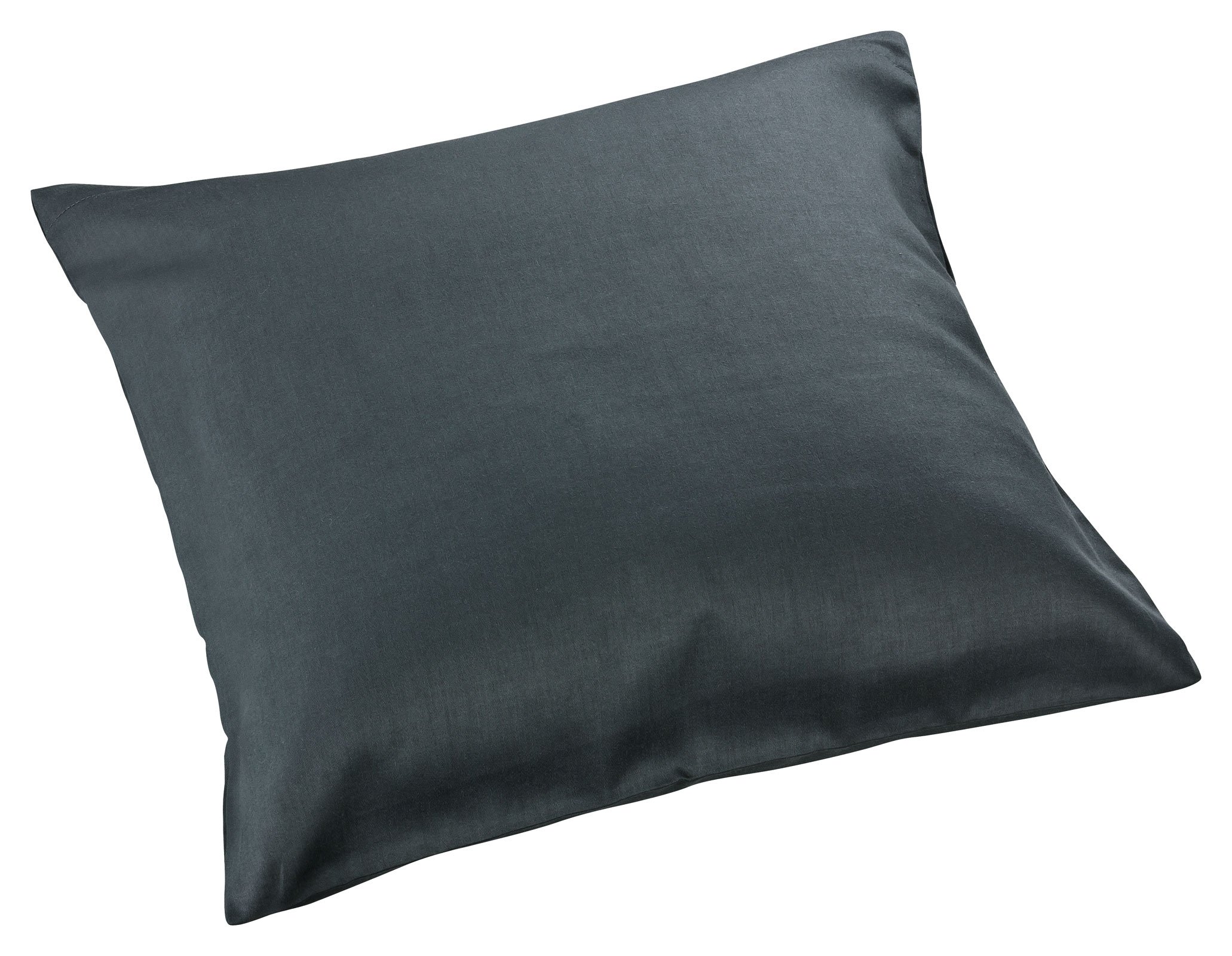 Federa Cuscino 40x80 Cm Premium Uni Mako Moon - 100% Cotone Raso, Antracite, Cerniera - 2