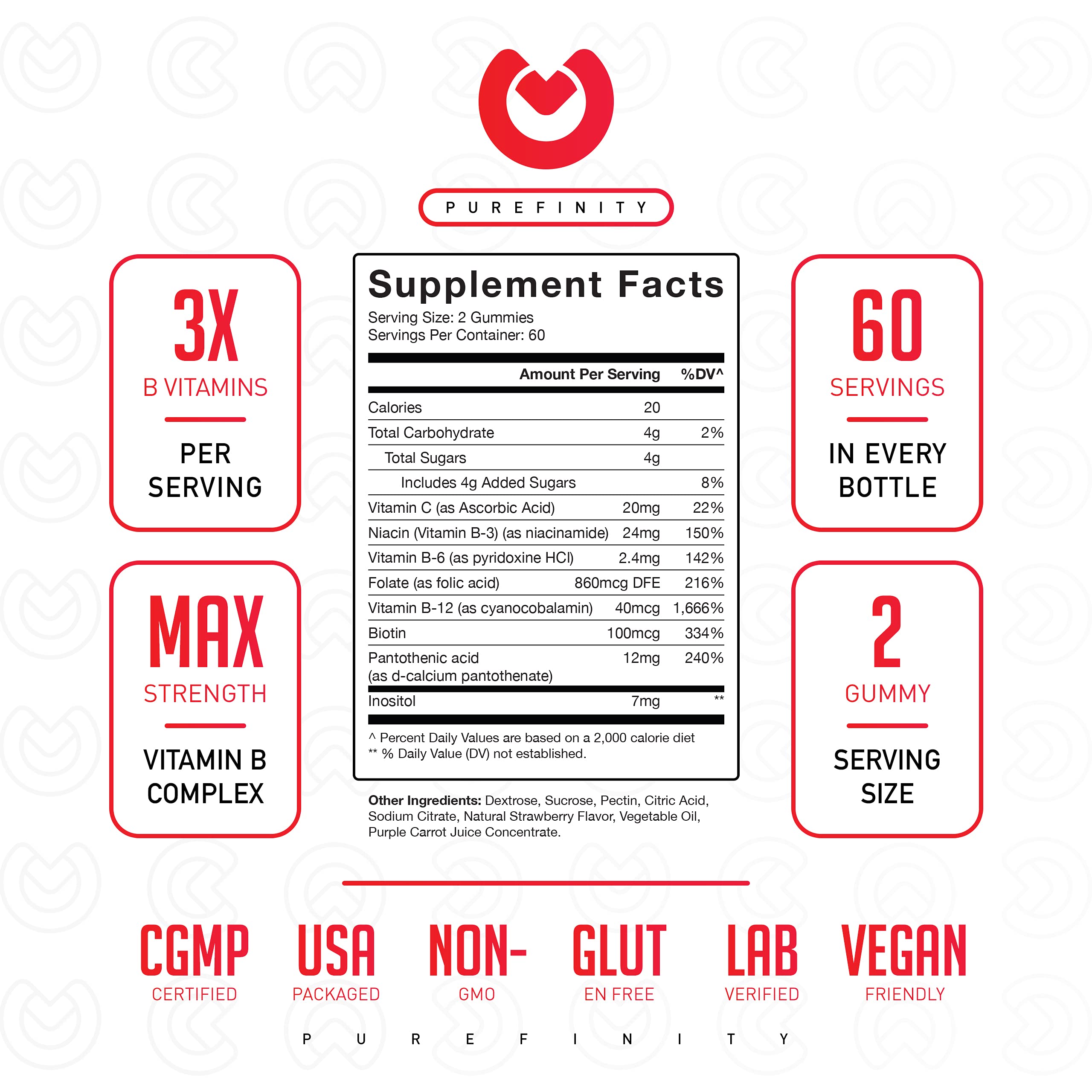 Vitamin B Gummies Energy, Metabolism, Hair Skin & Nail Vitamin