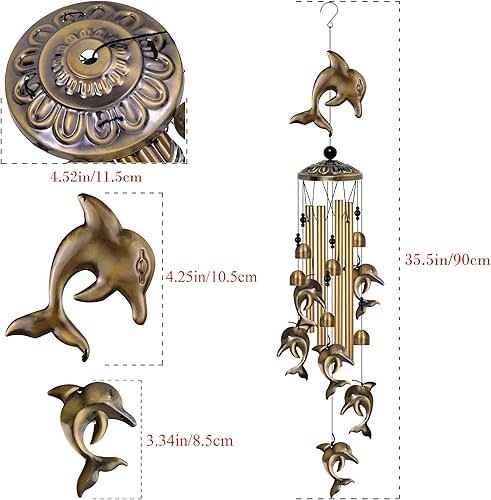 Miniatura 4 de Campanas de viento de delfín, decoración de campanas de viento de bendición móviles, atrapasuientos de simpatía, regalos conmemorativos para mamá,