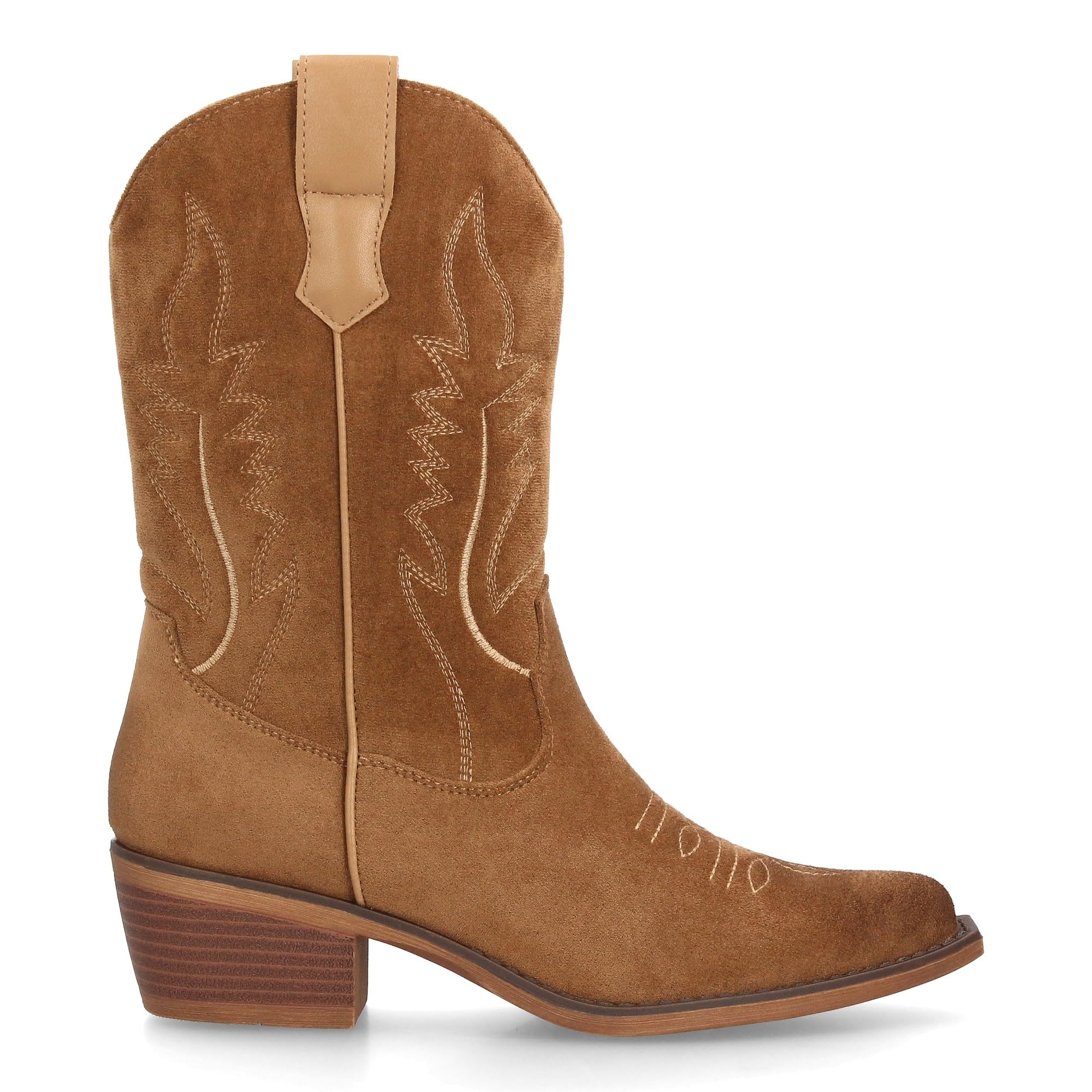 Botas Cowboy de Mujer Estilo Western con Diseno Limpio y Elegante. Cana Alta con Costuras Decorativas y Cierre de Cremallera, Tacon bajo, Ancho y Comodo. Ideal Otono Invierno.