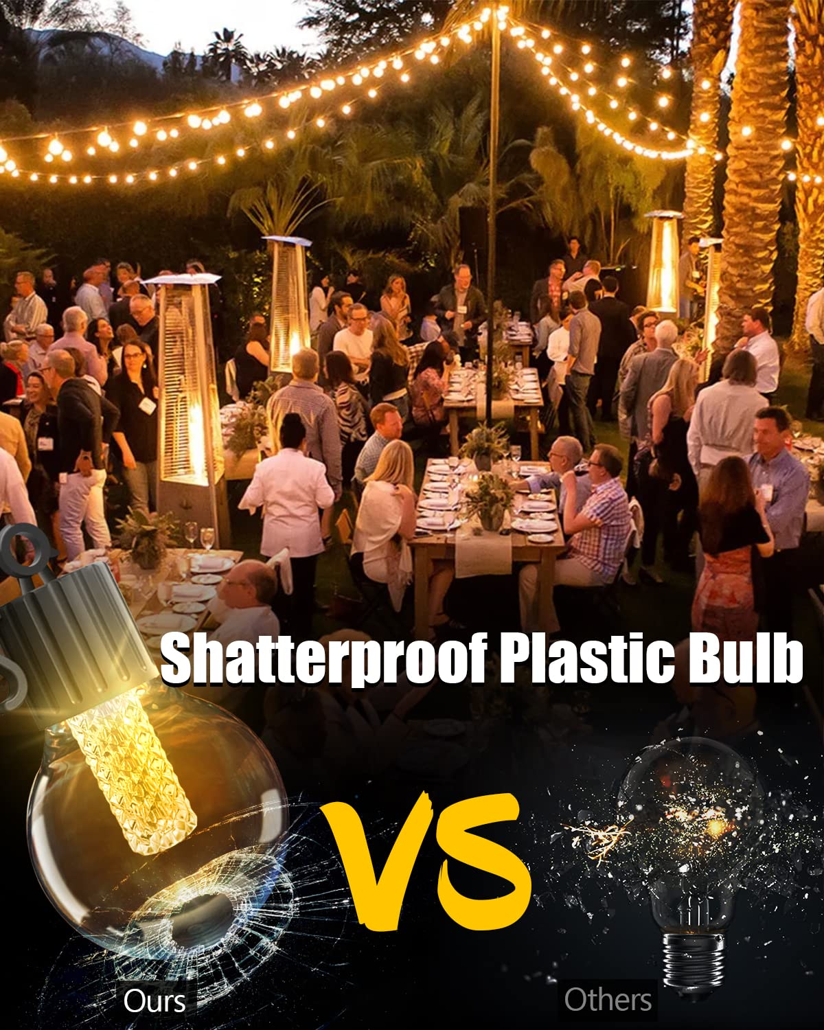 15M Smart Outdoor String Lights, App Remote Control Dimmable Garden Festoon Lights - Image 4