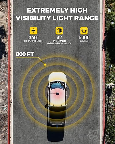 Miniatura 2 de Xprite - Barra de luces estroboscópicas LED blanco y rojo de techo, magnéticas, luz intermitentes de advertencia y tráfico de emergencia, para