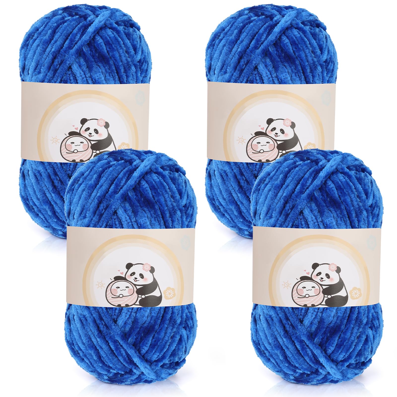 Aeelike 400g Chenille Garn zum Stricken, Weich Chunky Chenille Fluffy Yarn, Flauschige Samt Velvet Chenille Wolle zum Häkeln, Warme Plüschwolle für Mützen, Schals, Decken, Saphirblau
