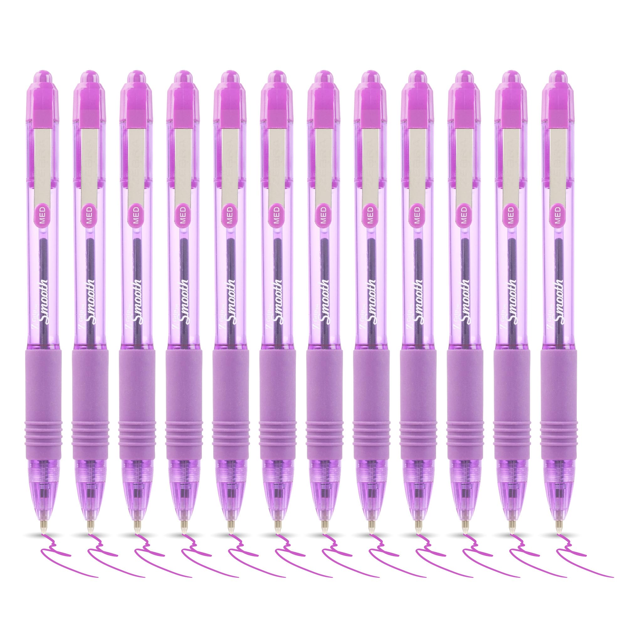 Zebra Pen Z-Grip Smooth Retractable Ballpoint Pen, Medium Point, 1.0mm, Violet Ink, 12-Pack