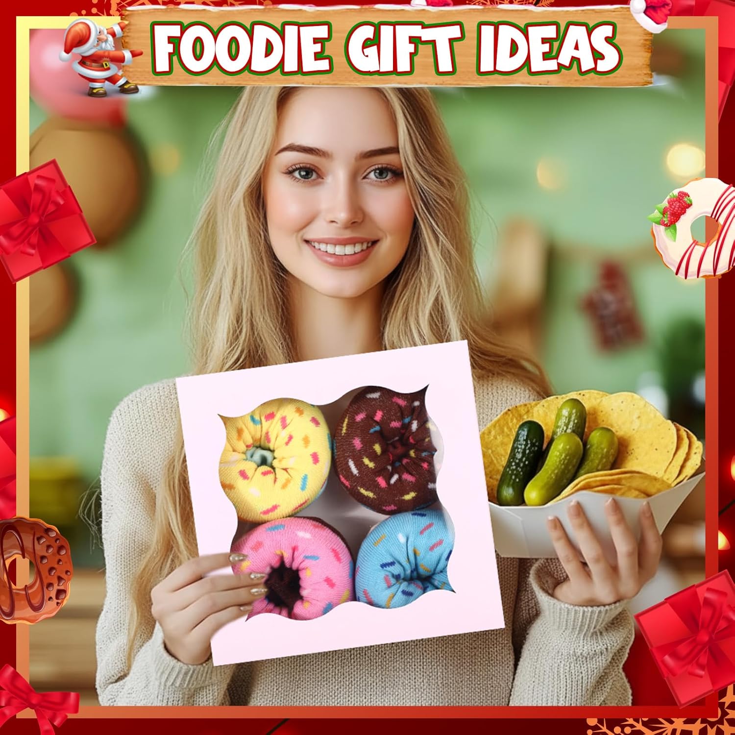 Mepase Funny Donut Socks Gift Box for Women Valentine Gift Fun Novelty Cute Socks Macaron Multipack Birthday Gifts - Image 2