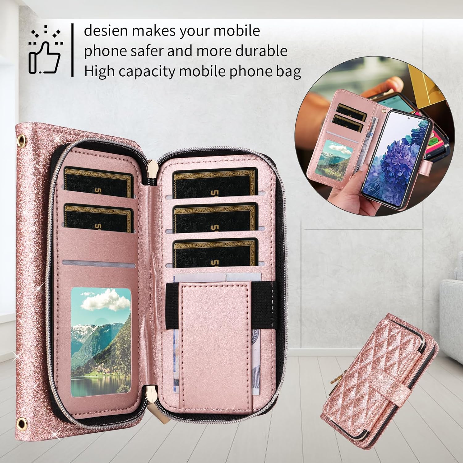 Wallet Case for Samsung Galaxy S20 FE 5G 6.5 inch with Wrist Strap,Shoulder Strap,9+ Card Slots Leather Stand Phone Cover for S 20 EF UW S20FE5G S20FE 20S S2O Fan Edition 4G G5 Women Pink