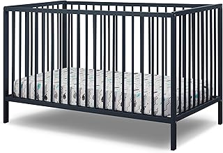 Sorelle Furniture Happy 3-in-1 Convertible Crib, Baby Crib to Toddler Bed, Sustainable Beech Wood, Non-Toxic Finish, Simplistic Nursery Furniture - Midnight